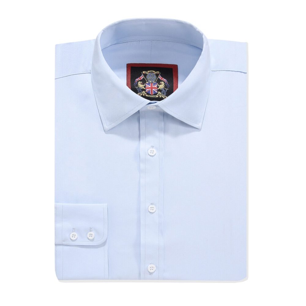 The London Plain Mens Shirt, Regular Fit, Classic Formal Dress Wear, Single & Double Cuff Option, Sky Blue - Image 8