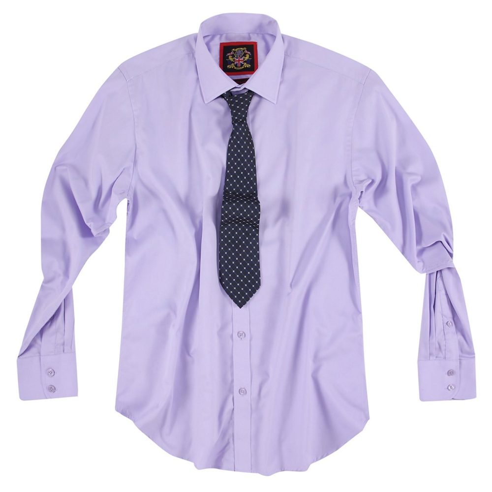 The London Plain Mens Shirt, Regular Fit, Classic Formal Dress Wear, Single & Double Cuff Option, Vibrant Lavender - Image 6