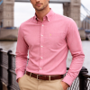 Mens English Oxford Shirt Button Down. Casual Office Work Weekender by Janeo British Apparel. Crayola Red - Thumbnail Image 1