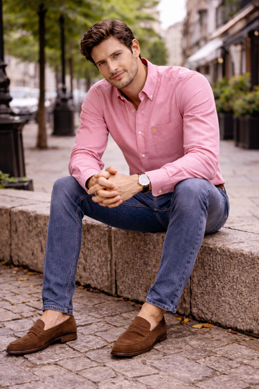 Mens English Oxford Shirt Button Down. Casual Office Work Weekender by Janeo British Apparel. Crayola Red - Image 2