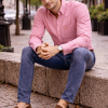 Mens English Oxford Shirt Button Down. Casual Office Work Weekender by Janeo British Apparel. Crayola Red - Thumbnail Image 2