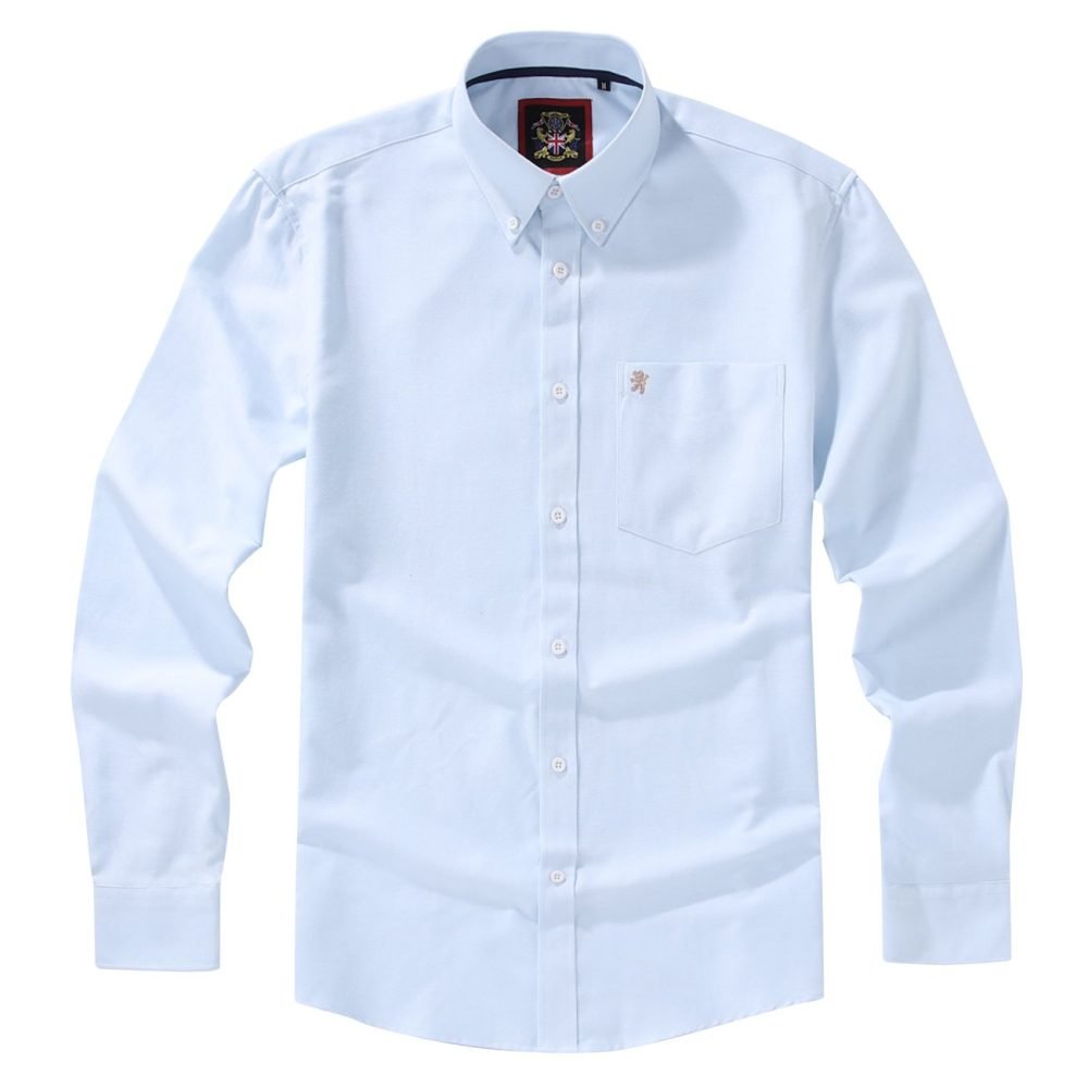 Mens English Oxford Shirt Button Down. Casual Office Work Weekender by Janeo British Apparel. Jordy Sky Blue - Image 6