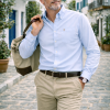 Mens English Oxford Shirt Button Down. Casual Office Work Weekender by Janeo British Apparel. Jordy Sky Blue - Thumbnail Image 2
