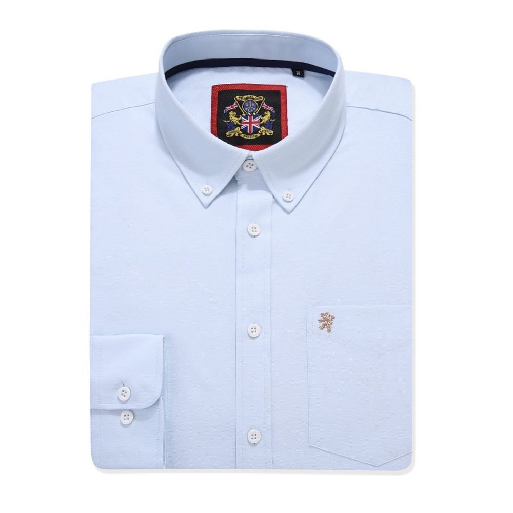 Mens English Oxford Shirt Button Down. Casual Office Work Weekender by Janeo British Apparel. Jordy Sky Blue - Image 5