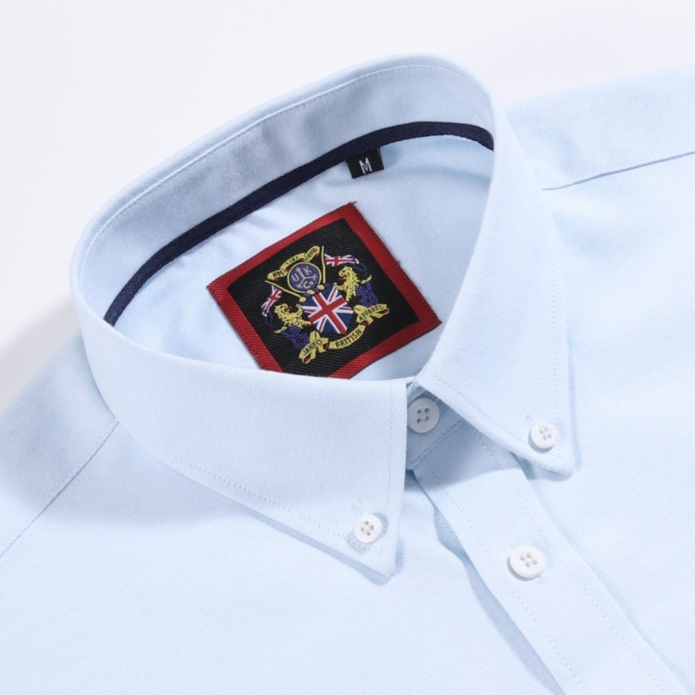 Mens English Oxford Shirt Button Down. Casual Office Work Weekender by Janeo British Apparel. Jordy Sky Blue - Image 8
