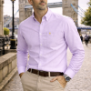 Mens English Oxford Shirt Button Down. Casual Office Work Weekender by Janeo British Apparel. Calm Me Lavender - Thumbnail Image 1