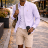 Mens English Oxford Shirt Button Down. Casual Office Work Weekender by Janeo British Apparel. Calm Me Lavender - Thumbnail Image 3