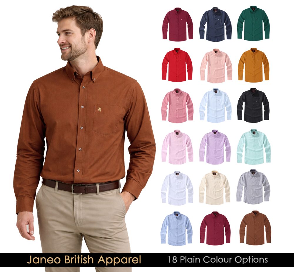Mens English Oxford Shirt Button Down. Casual Office Work Weekender by Janeo British Apparel. Cool Grey - Image 13