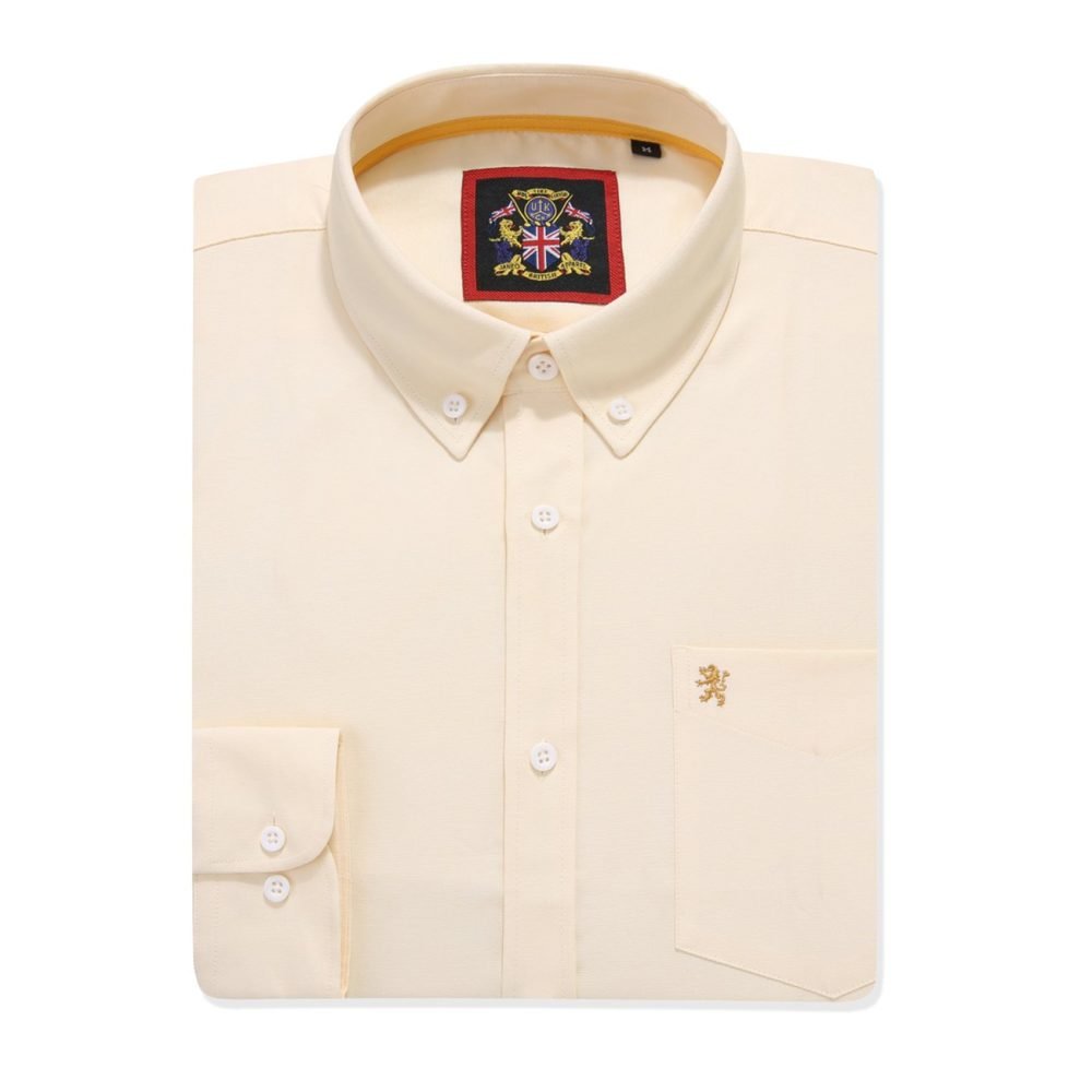 Mens English Oxford Shirt Button Down. Casual Office Work Weekender by Janeo British Apparel. Mellow Lemon - Image 5