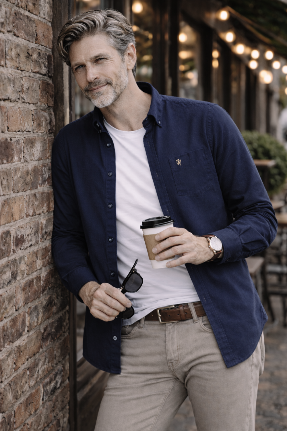 Mens English Oxford Shirt Button Down. Casual Office Work Weekender by Janeo British Apparel. Navy - Image 2