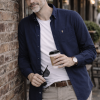 Mens English Oxford Shirt Button Down. Casual Office Work Weekender by Janeo British Apparel. Navy - Thumbnail Image 2