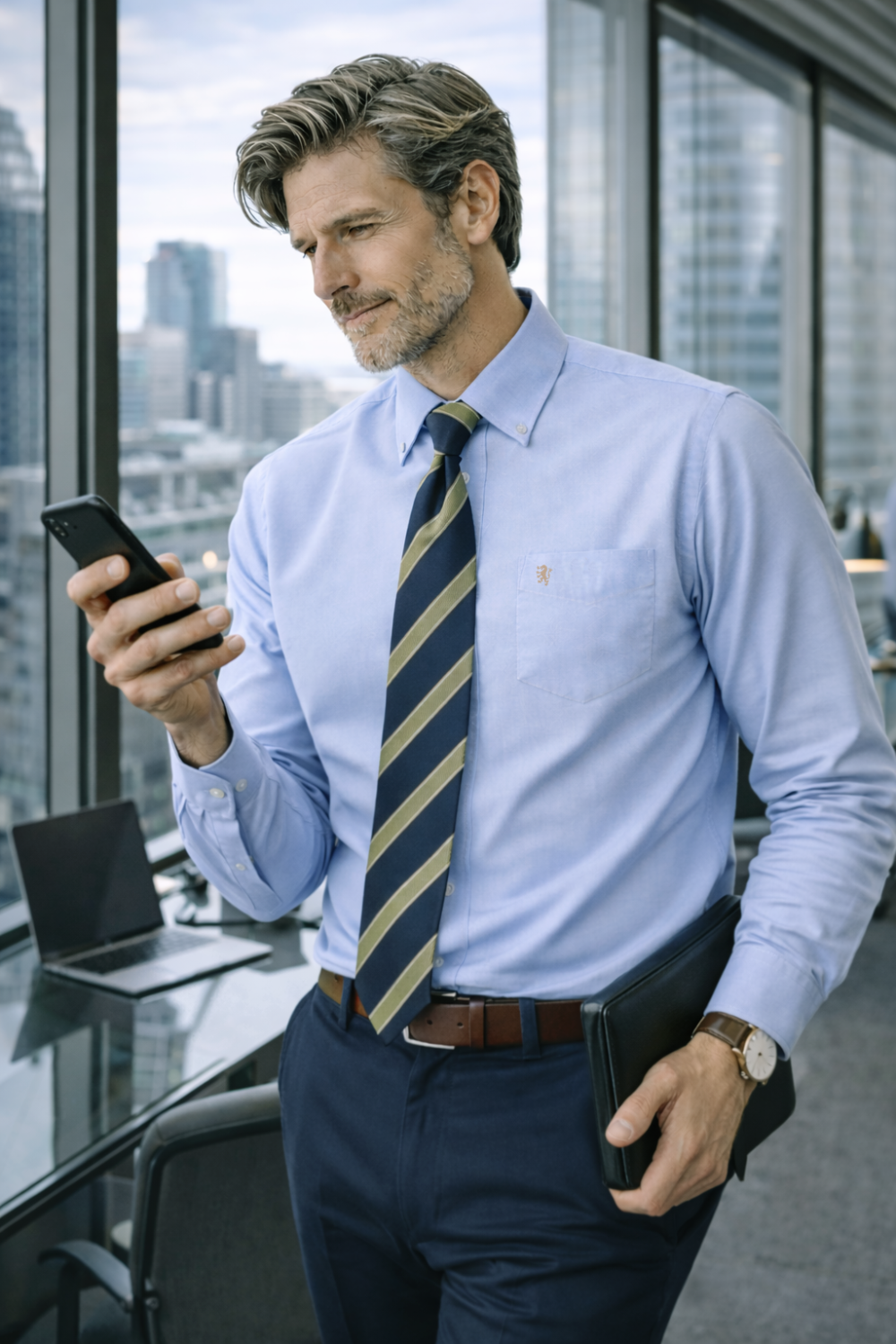 Mens English Oxford Shirt Button Down. Casual Office Work Weekender by Janeo British Apparel. Ocean Blue - Image 2