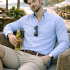 Mens English Oxford Shirt Button Down. Casual Office Work Weekender by Janeo British Apparel. Ocean Blue - Thumbnail Image 3