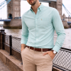 Mens English Oxford Shirt Button Down. Casual Office Work Weekender by Janeo British Apparel. Paris Mint - Thumbnail Image 1