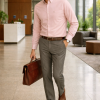 Mens English Oxford Shirt Button Down. Casual Office Work Weekender by Janeo British Apparel. Somerset Peachy Peach - Thumbnail Image 3