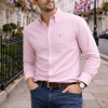 Mens English Oxford Shirt Button Down. Casual Office Work Weekender by Janeo British Apparel. Tickle Me Pink - Thumbnail Image 1