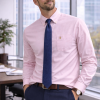 Mens English Oxford Shirt Button Down. Casual Office Work Weekender by Janeo British Apparel. Tickle Me Pink - Thumbnail Image 2