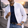 English Oxford Mens Button Down Shirt. Casual Office Work Weekender by Janeo British Apparel. Warm White - Thumbnail Image 3