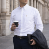English Oxford Mens Button Down Shirt. Casual Office Work Weekender by Janeo British Apparel. Warm White - Thumbnail Image 2