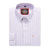 Calm Me Lavender - Mens Long Sleeve Stripe Oxford Shirt. The Kensington Button Down Collar & Pocket. Authentic Oxford Fabric - Thumbnail Image 6