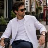 Cool Grey - Mens Long Sleeve Stripe Oxford Shirt. The Kensington Button Down Collar & Pocket. Authentic Oxford Fabric - Thumbnail Image 3
