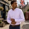Calm Me Lavender - Mens Long Sleeve Stripe Oxford Shirt. The Kensington Button Down Collar & Pocket. Authentic Oxford Fabric - Thumbnail Image 1