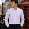 Calm Me Lavender - Mens Long Sleeve Stripe Oxford Shirt. The Kensington Button Down Collar & Pocket. Authentic Oxford Fabric - Thumbnail Image 2