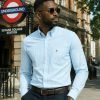 Paris Mint - Mens Long Sleeve Stripe Oxford Shirt. The Kensington Button Down Collar & Pocket. Authentic Oxford Fabric - Thumbnail Image 1