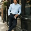 Paris Mint - Mens Long Sleeve Stripe Oxford Shirt. The Kensington Button Down Collar & Pocket. Authentic Oxford Fabric - Thumbnail Image 2