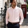 Somerset Peachy Peach - Mens Long Sleeve Stripe Oxford Shirt. The Kensington Button Down Collar & Pocket. Authentic Oxford Fabric - Thumbnail Image 2
