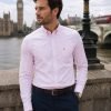 Tickle Me Pink - Mens Long Sleeve Stripe Oxford Shirt. The Kensington Button Down Collar & Pocket. Authentic Oxford Fabric - Thumbnail Image 2