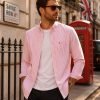 Crayo'ola Red - Mens Long Sleeve Stripe Oxford Shirt. The Kensington Button Down Collar & Pocket. Authentic Oxford Fabric - Thumbnail Image 3