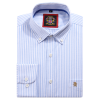 Jordy Sky Blue - Mens Long Sleeve Stripe Oxford Shirt. The Kensington Button Down Collar & Pocket. Authentic Oxford Fabric - Thumbnail Image 7