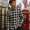 Mens Tartan Check Shirts Lumberjack Flannel Style by Janeo British Apparel. Black White Rebel - Thumbnail Image 2