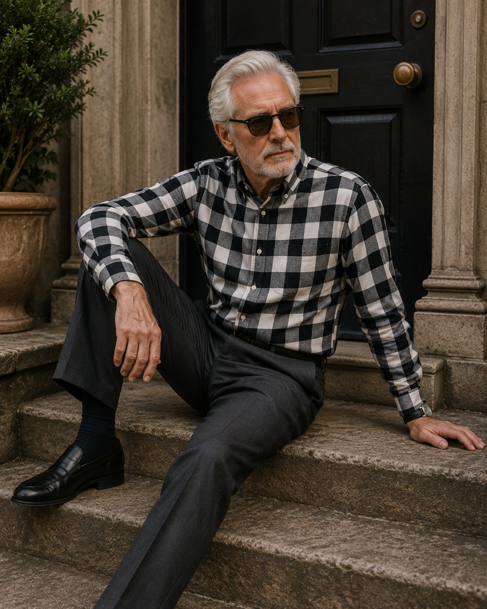 Mens Tartan Check Shirts Lumberjack Flannel Style by Janeo British Apparel. Black White Rebel - Image 3