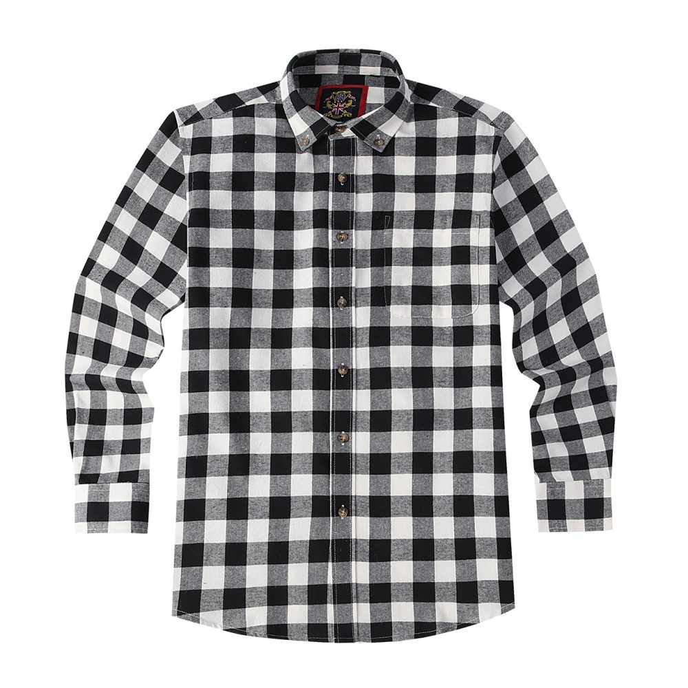 Mens Tartan Check Shirts Lumberjack Flannel Style by Janeo British Apparel. Black White Rebel - Image 4