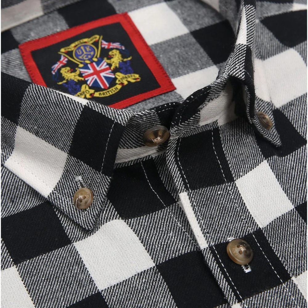 Mens Tartan Check Shirts Lumberjack Flannel Style by Janeo British Apparel. Black White Rebel - Image 7