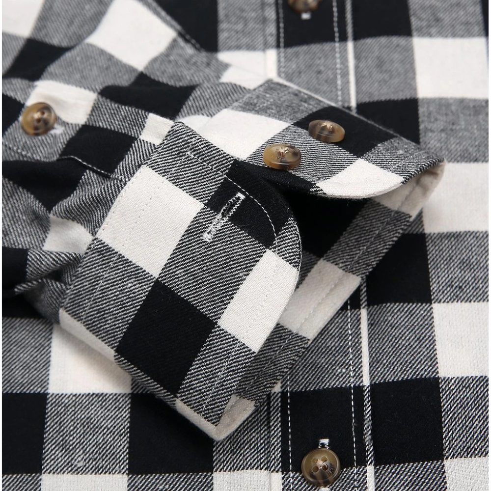 Mens Tartan Check Shirts Lumberjack Flannel Style by Janeo British Apparel. Black White Rebel - Image 8
