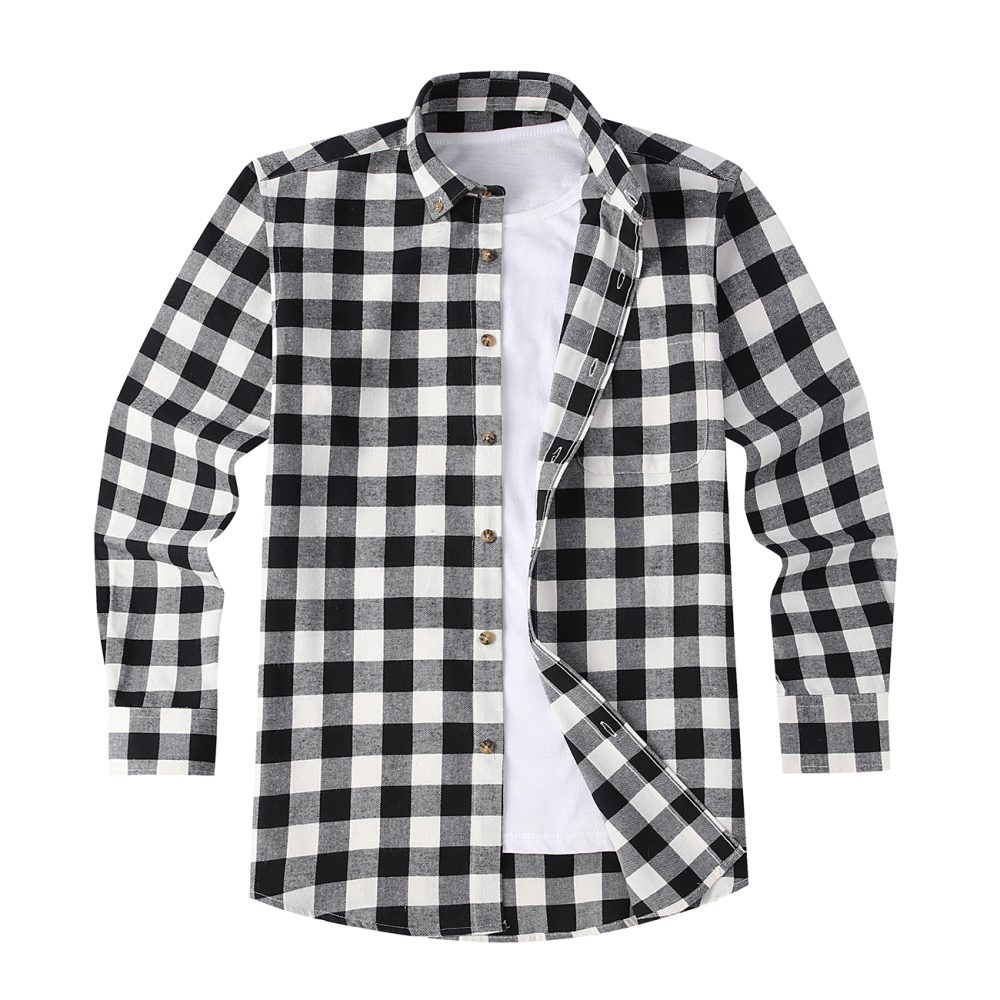 Mens Tartan Check Shirts Lumberjack Flannel Style by Janeo British Apparel. Black White Rebel - Image 5