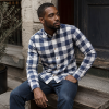 Mens Tartan Check Shirts Lumberjack Flannel Style by Janeo British Apparel. Moody Blues Navy - Thumbnail Image 3