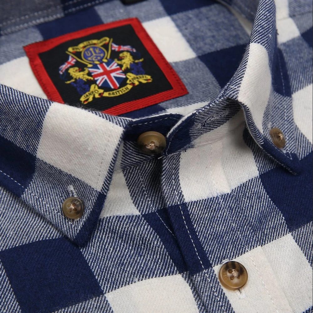 Mens Tartan Check Shirts Lumberjack Flannel Style by Janeo British Apparel. Moody Blues Navy - Image 7