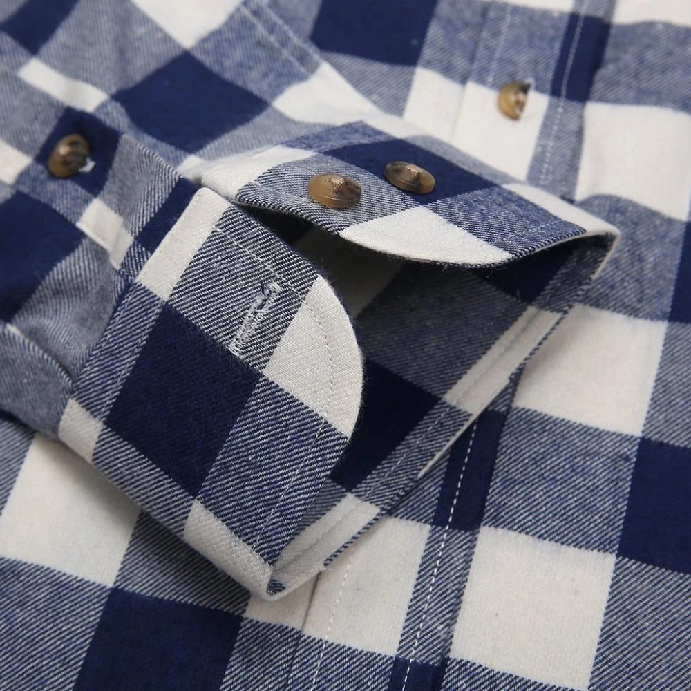 Mens Tartan Check Shirts Lumberjack Flannel Style by Janeo British Apparel. Moody Blues Navy - Image 8