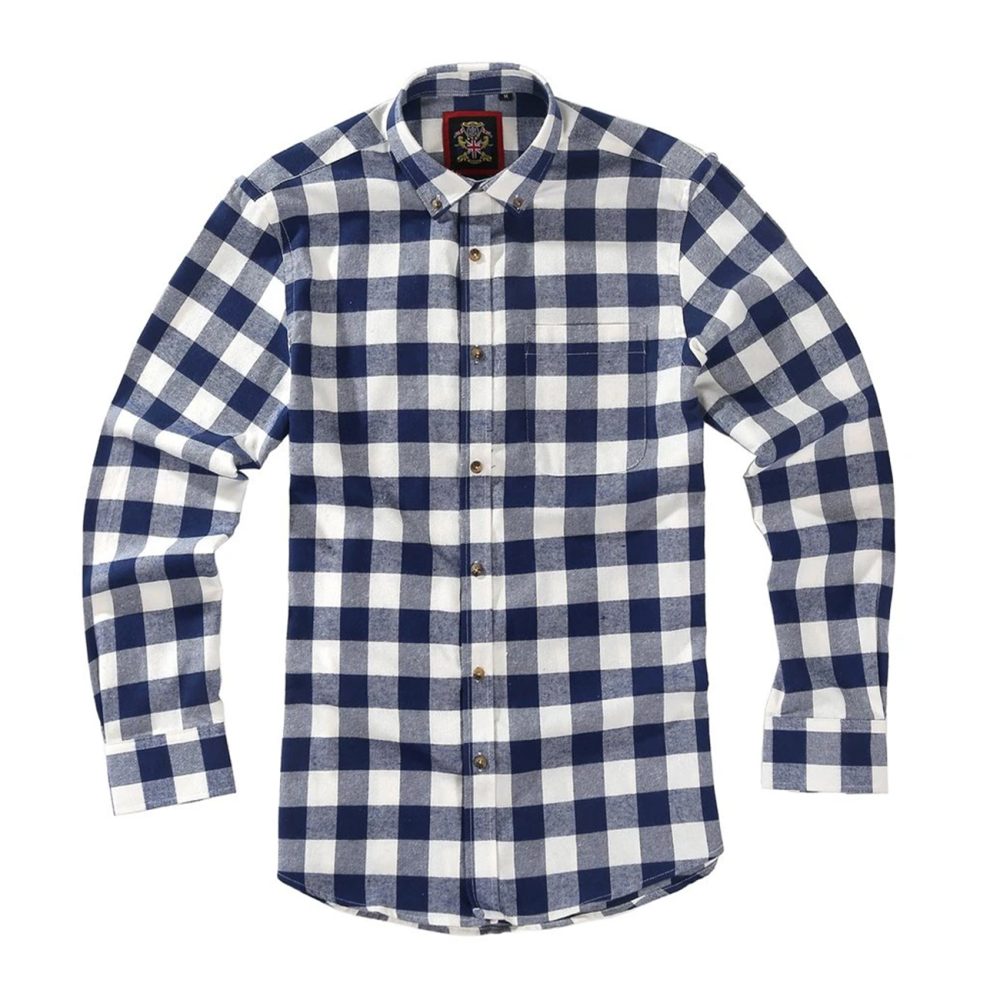 Mens Tartan Check Shirts Lumberjack Flannel Style by Janeo British Apparel. Moody Blues Navy - Image 5