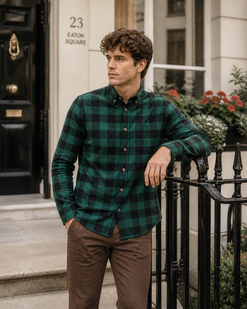 Mens Tartan Check Shirts Lumberjack Flannel Style by Janeo British Apparel. Brunswick Racing Green - Image 3