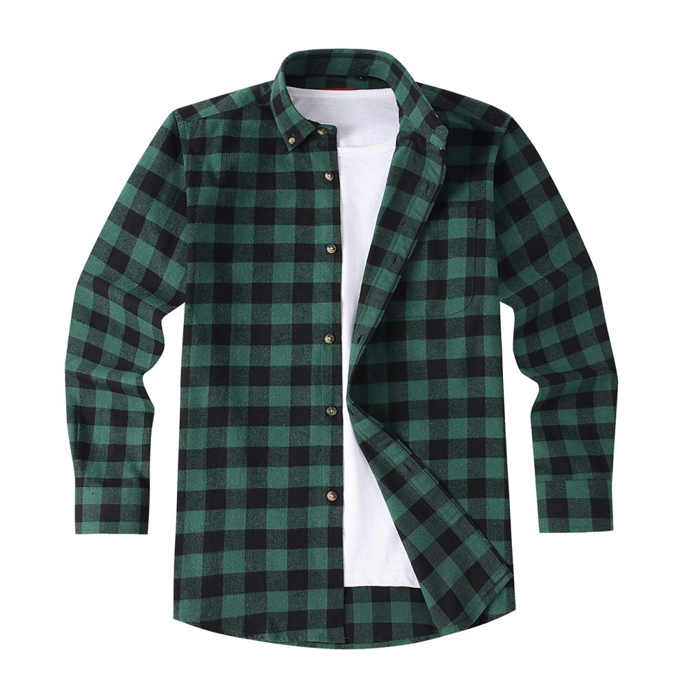 Mens Tartan Check Shirts Lumberjack Flannel Style by Janeo British Apparel. Brunswick Racing Green - Image 5