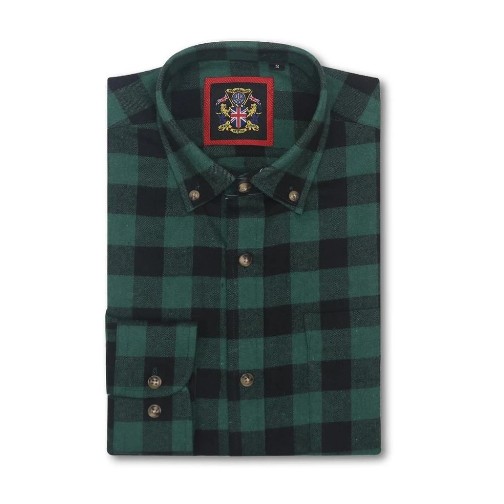 Mens Tartan Check Shirts Lumberjack Flannel Style by Janeo British Apparel. Brunswick Racing Green - Image 6