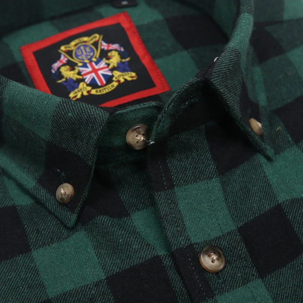 Mens Tartan Check Shirts Lumberjack Flannel Style by Janeo British Apparel. Brunswick Racing Green - Image 7