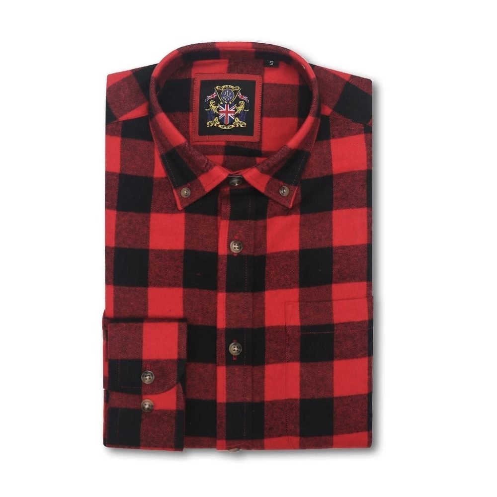 Mens Tartan Check Shirts Lumberjack Flannel Style by Janeo British Apparel. Red Chilli Peppers - Image 6