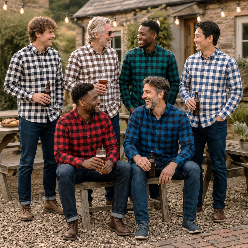 Mens Tartan Check Shirts Lumberjack Flannel Style by Janeo British Apparel. Brunswick Racing Green - Image 9