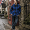 Mens Tartan Check Shirts Lumberjack Flannel Style by Janeo British Apparel. Queen Royal Blue - Thumbnail Image 2